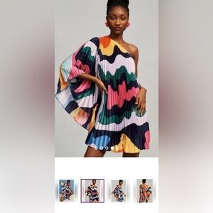 Hutch Colorful Pleated One-Shoulder Romper